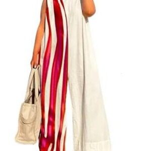 UOOZEE Women's Sleeveless ‎ Wide Leg Shoulder Pad Jumpsuit Wide Leg Jumper